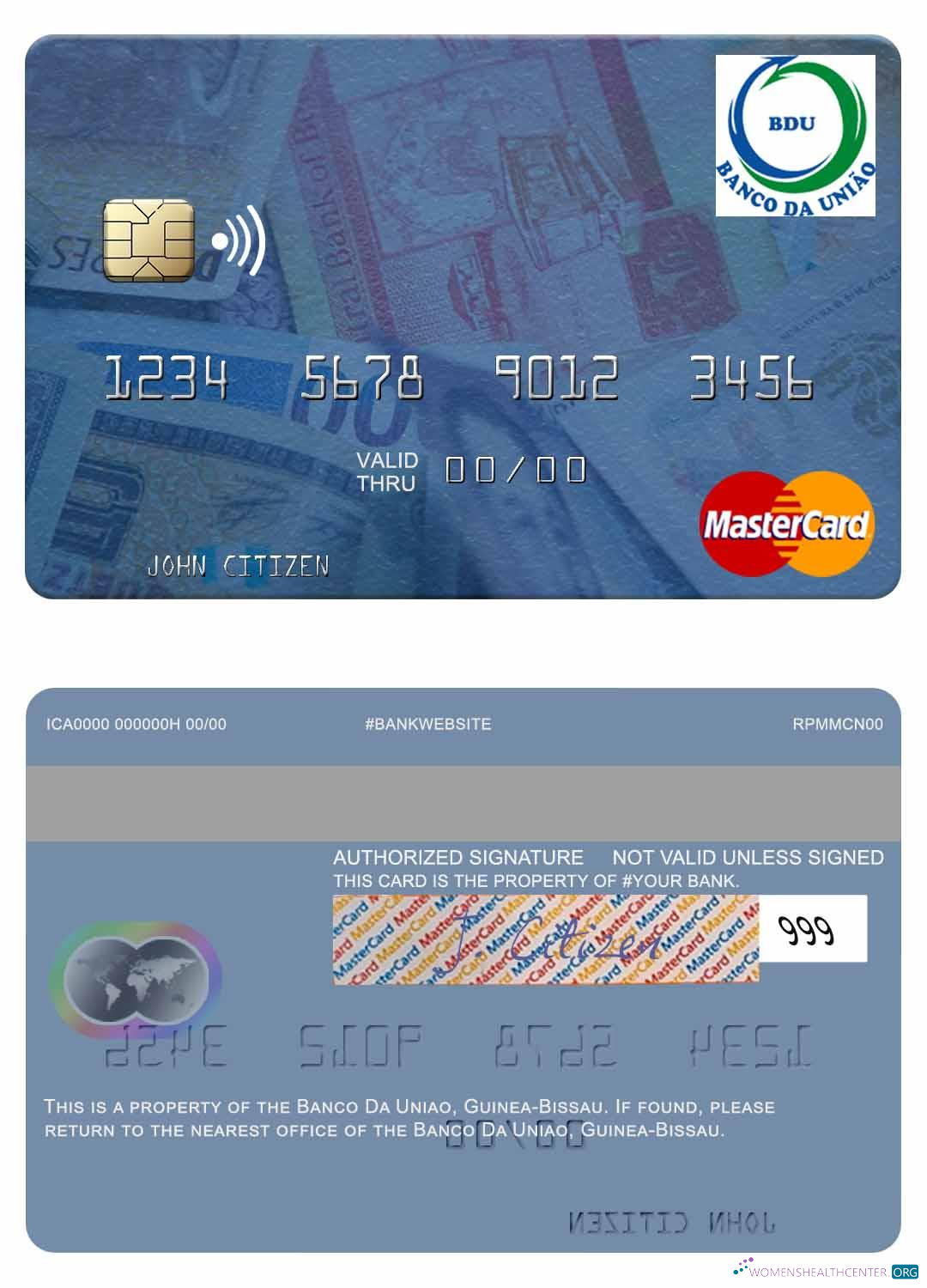 Download Guinea Bissau Banco Da Uniao mastercard Photoshop template